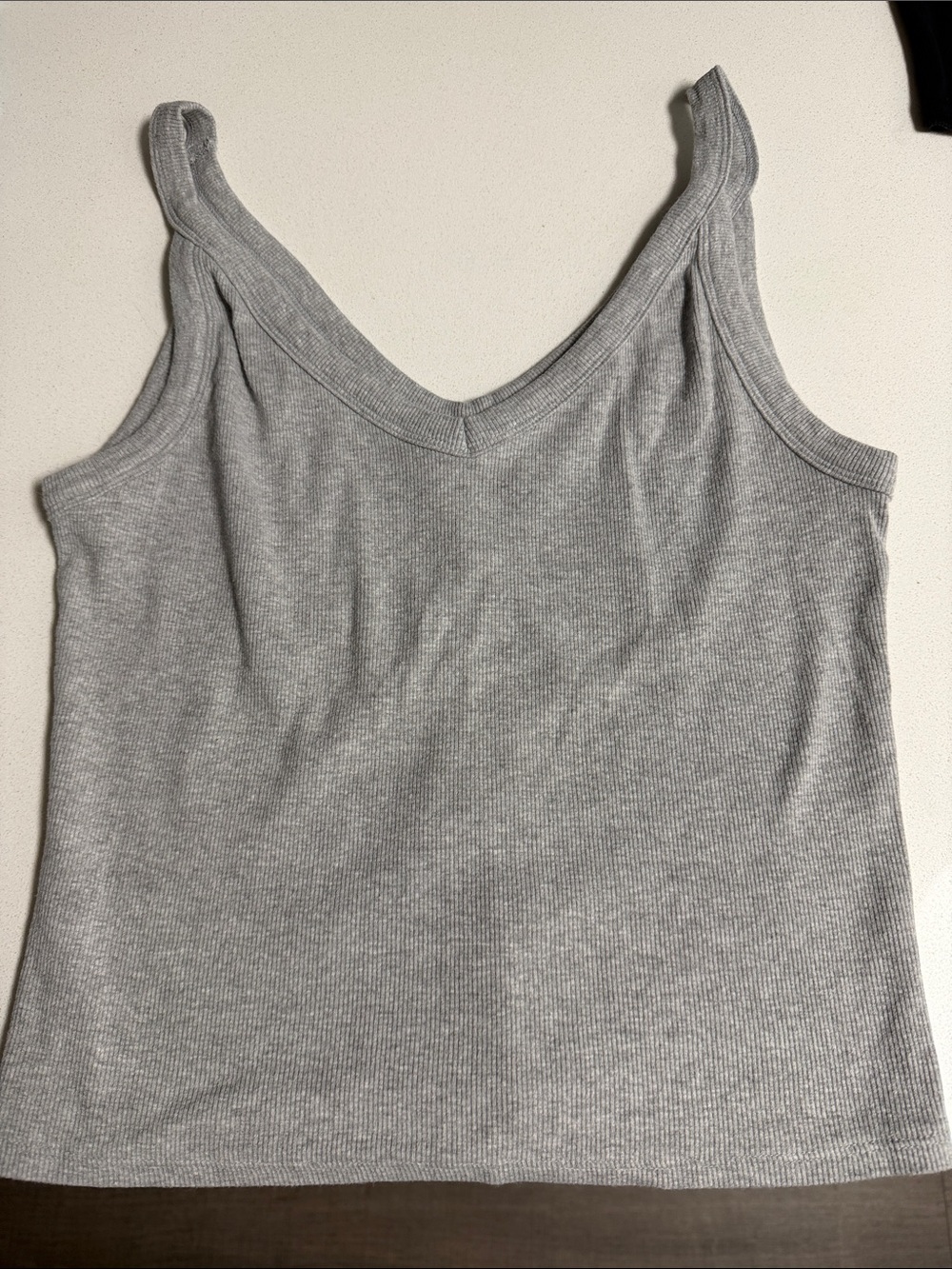 Pilcro Gray Ribbed V-Neck Tank